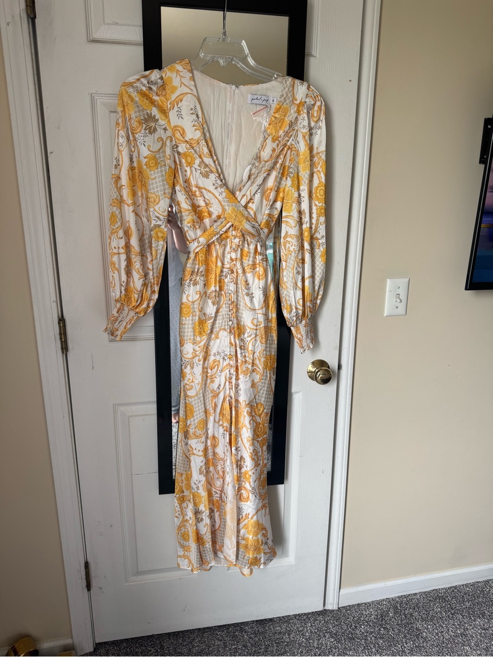 Petal & Pup Yellow and White Paisley Wrap Maxi Dress